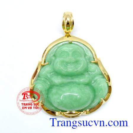 Mặt phật di lặc jadeite bọc vàng