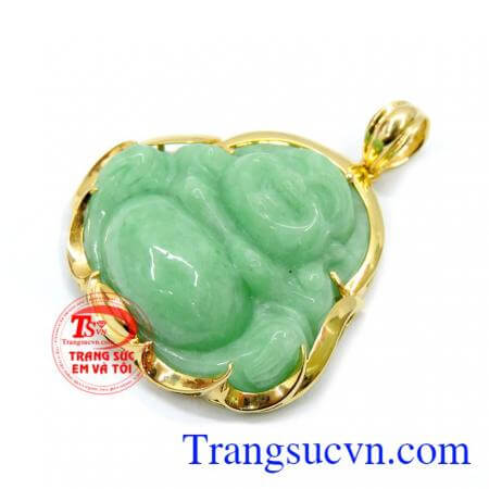 Mặt phật di lặc jadeite bọc vàng