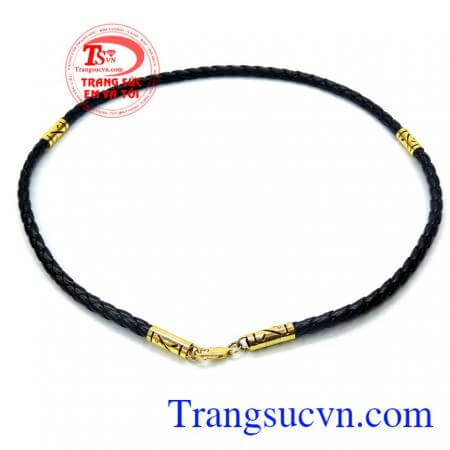 Dây da bọc vàng tây 10k dành cho nam đeo mặt dây, đeo móng, đeo vuốt rất hợp và sang trọng