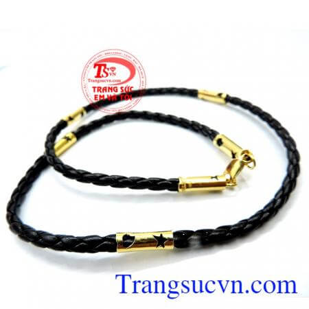 Dây da bọc vàng đốt sao trái tim