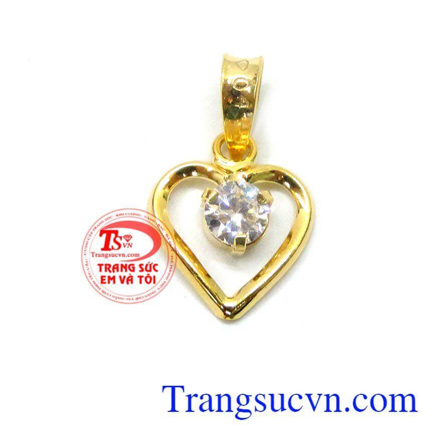 Mặt dây vàng trái tim đính đá đẹp