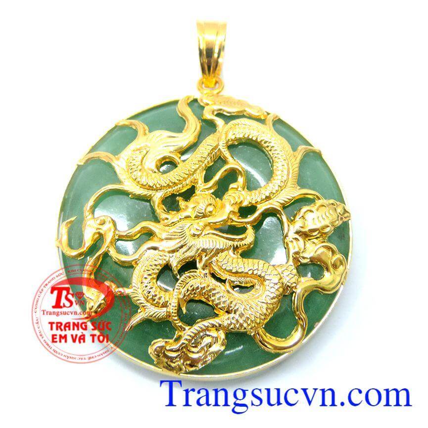 Mặt dây jadeite bọc rồng vàng 10k