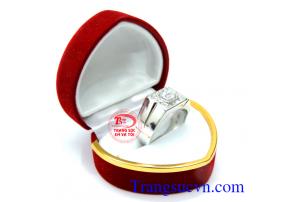 Nhẫn nam vàng trắng đính đá sang trọng Nhẫn nam vàng 18k trắng sang trọng hợp thời trang