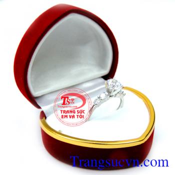 Nhẫn nữ vàng trắng 18k sáng bóng