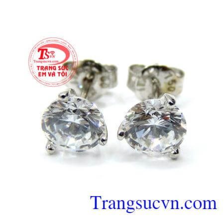 Hoa tai vàng trắng gắn kim cương vàng trắng đảm bảo chất lượng ,hoa tai vàng trắng 18k,hoa tai đẹp,hoa tai vàng tây kim cương nhân tạo,Bền đẹp,sáng bóng.