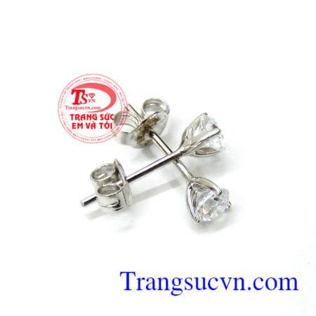 Hoa tai vàng trắng đính đá nhỏ xinh thương hiệu trang sức uy tín trên toàn quốc.