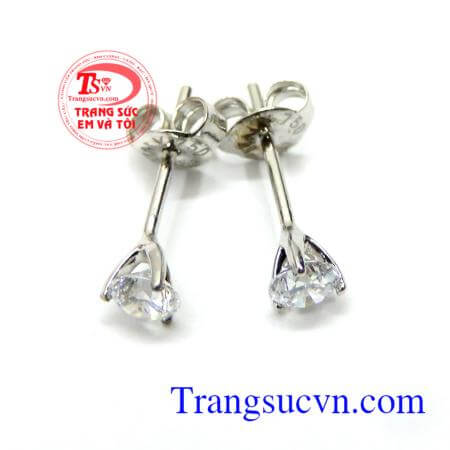 Hoa tai vàng trắng đính đá nhỏ xinh