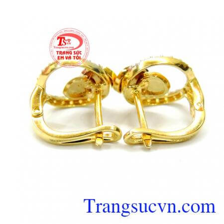 Đôi hoa tai nữ vàng 10k đính đá