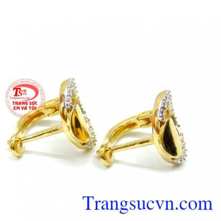 Đôi hoa tai nữ vàng 10k đính đá giao hàng toàn quốc, bảo hành uy tín, chất lượng.