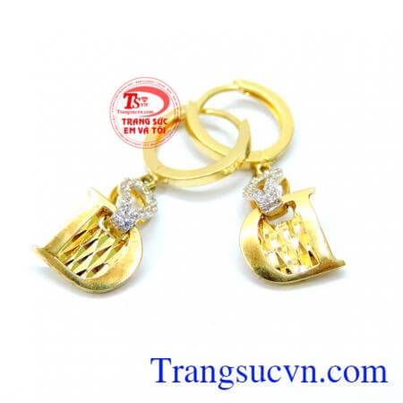 Hoa tai vàng tây chữ D vàng 10k đeo hoa tai vàng tây, hoa tai đá quý, hoa tai hộ mệnh đeo hợp thời trang giao hoa tai toàn quốc