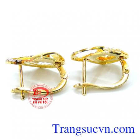 Hoa tai vàng tây 10k sáng bóng