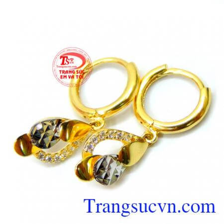 Hoa tai vàng tây dành cho nữ kiểu tinh tế,đeo hoa tai hợp thời trang,khách hàng ưa chuộng khi sử dụng, Hoa tai vàng kiểu trẻ trung vàng