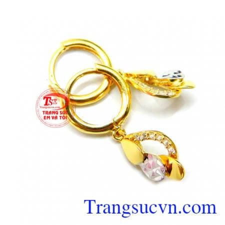 Hoa tai vàng kiểu trẻ trung vàng, hoa tai hộ mệnh đeo hợp thời trang giao hoa tai toàn quốc