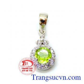 Mặt nữ đá peridot thiên nhiên 18k