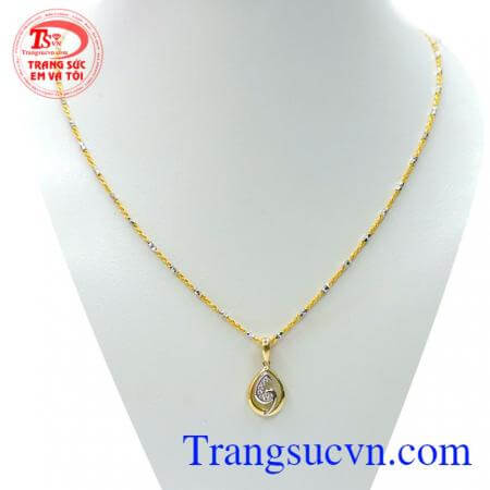 Bộ trang sức nữ vàng tây 10k chế tác mặt dây 10k tinh xảo hình giọt nước