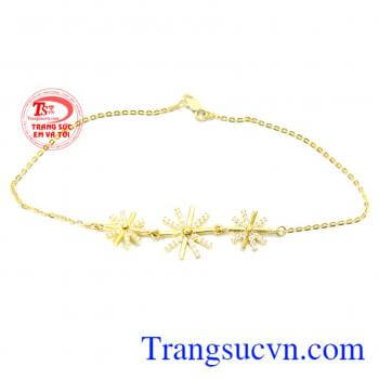 Lắc tay nữ 3 bông hậu vệ mặt trời là lắc tay vàng hậu duệ mặt trời món quà ý nghĩa.