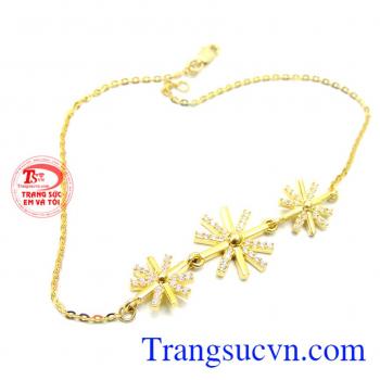 Lắc nữ vàng tây,khách hàng ưa chuộng. Lắc tay nữ 3 bông hậu vệ mặt trời