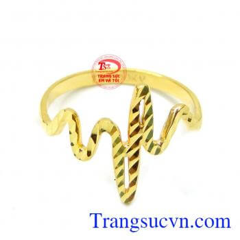Nhẫn nữ vàng tây 10k thiết kế kiểu dáng đẹp sang trọng quý phái. Nhẫn nữ vàng nhịp tim yêu thương