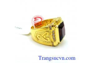 Nhẫn nam vàng 14k đá Garnet đẹp