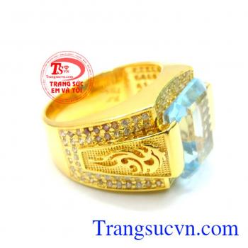 Nhẫn nam 18k đá topaz mệnh mộc