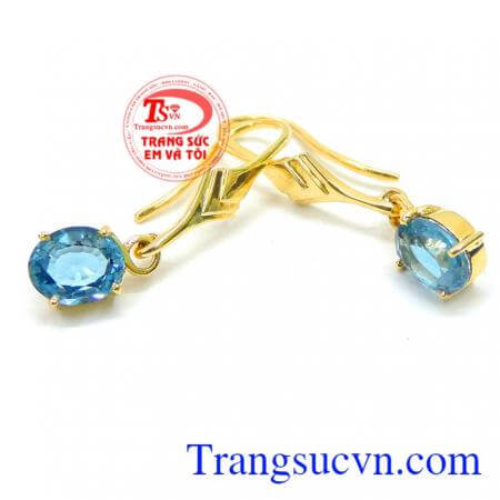 Bán Hoa tai đá topaz mệnh mộc dạng nụ đá tinh tế hợp thời trang và quý phái.