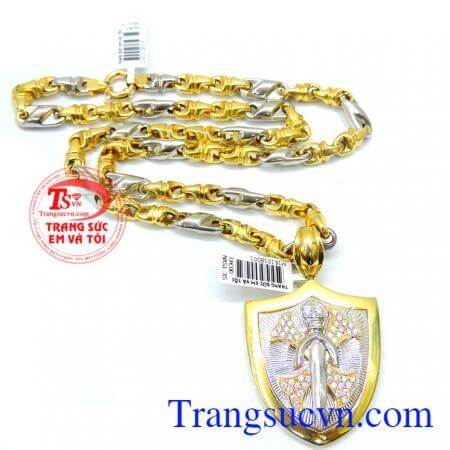 mặt dây+Dây chuyền sự kết hợp nam tính và mạnh mẽ dành cho phái mạnh, Bộ dây khiên kiếm quý phái