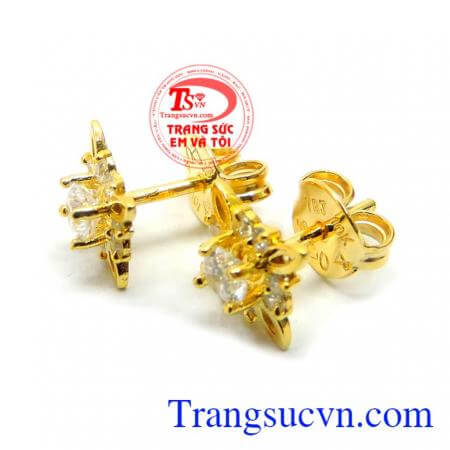 Hoa tai thời trang đẹp hoa tai vàng tây 10k thiết kế nhẹ nhàng đơn giản tạo vẻ đẹp thanh lịch cho phái nữ.