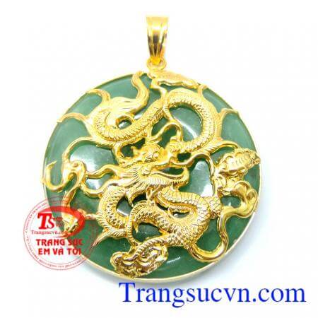 Mặt dây jadeite bọc rồng vàng 10k