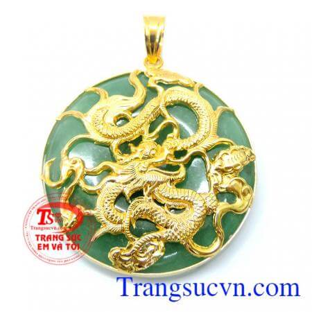 Mặt dây jadeite bọc rồng vàng 10k thể hiện được sự sang trọng quý phái cho phái mạnh mặt dây chuyền đẹp,