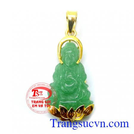 Mặt quan âm bọc vàng đẹp vàng 10k dành cho phái đẹp thể hiện được niềm may mắn hợp thời trang với vàng 10k xanh ngọc chất lượng vàng dảm bảo chất lượng vàng,