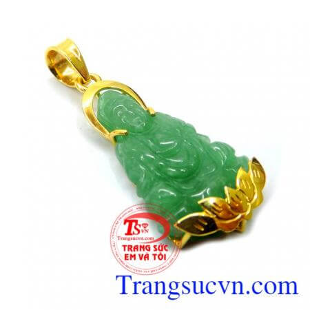 phật cẩm thạch dành cho nữ tinh tế,bảo hành 6 tháng,giao toàn quốc,đặt hàng theo yêu cầu, Mặt quan âm bọc vàng đẹp vàng 10k