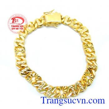 Bán sản phẩm lắc tay nam vàng tây 10k cao cấp với kiểu dáng đẹp,nam tính phong cách mạnh mẽ sản phẩm được Công ty trang sức em và tôi chế tác