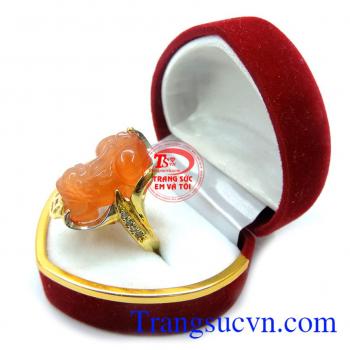 Giao hàng toàn quốc. Nhẫn nữ tỳ hưu may mắn bọc vàng