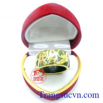 Nhẫn ngọc bọc vàng chữ PHÚC
