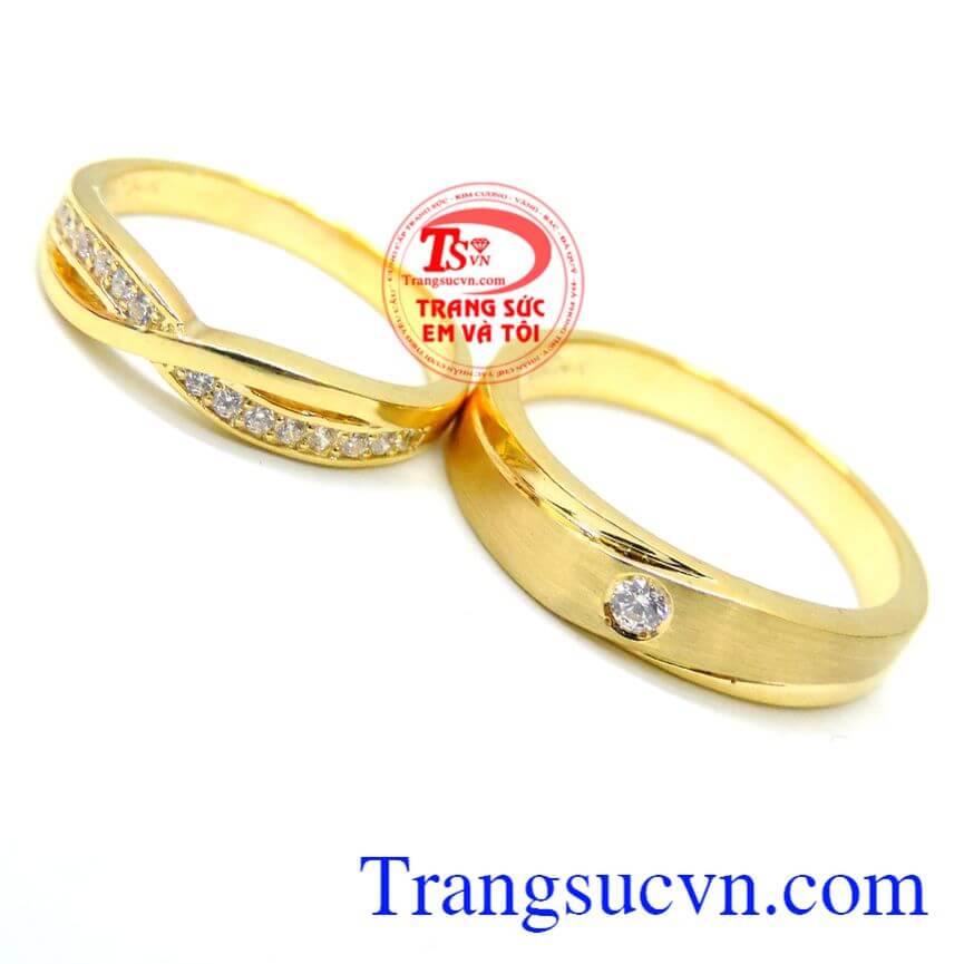 Đôi Nhẫn cưới vàng giá rẻ vàng màu chất lượng đảm bảo