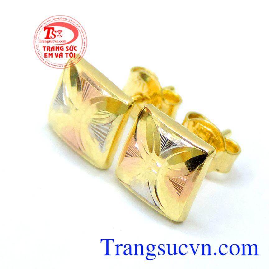 Hoa tai 18k mặt vuông ý nghĩa
