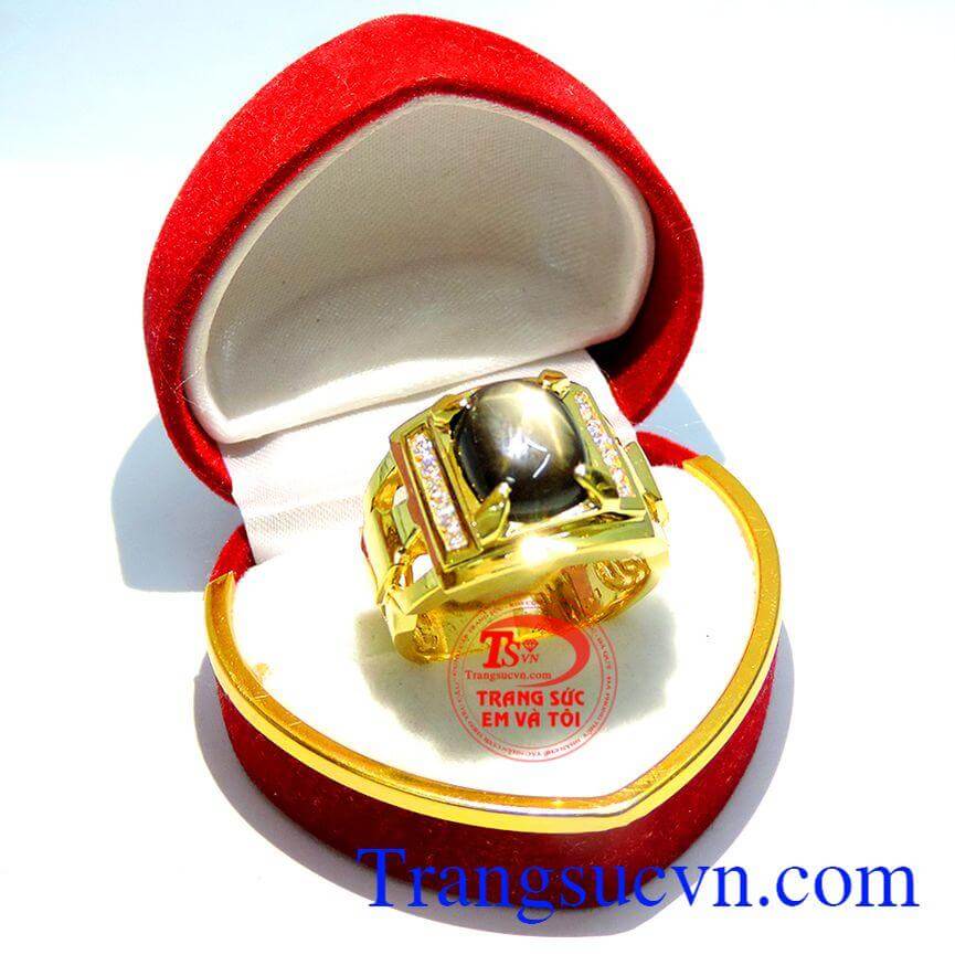 Nhẫn nam sapphire sao 18k quý phái