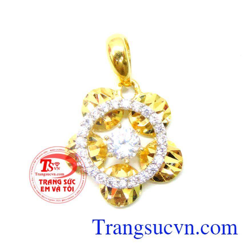 Mặt dây 10k nữ hoa vòng đá đẹp