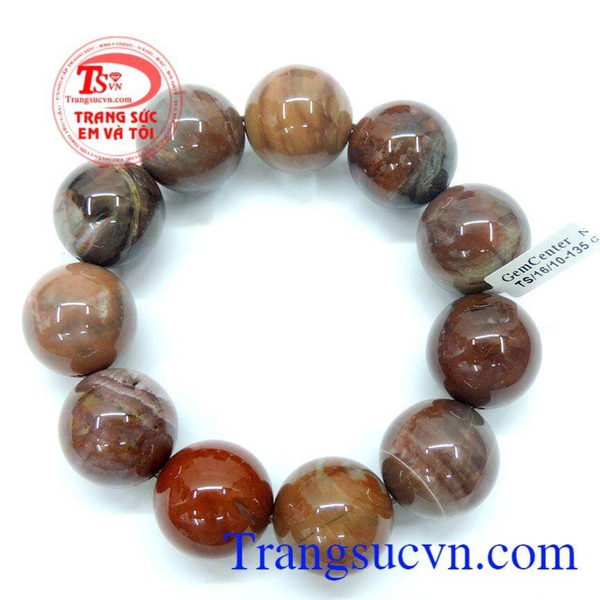 Chuỗi tay gỗ hóa thạch hạt to