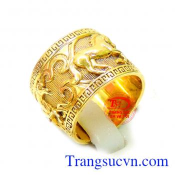 Nhẫn nam nhựa vàng nổi 3D đẹp tinh tế và may mắn