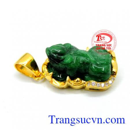 Bán sản phẩm Mặt dây tỳ hưu ngọc cẩm thạch đẹp bọc vàng 18k,