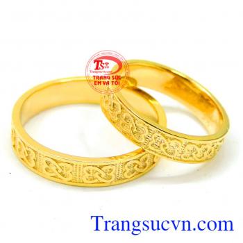 Nhẫn cưới chạm khắc quý phái 14k