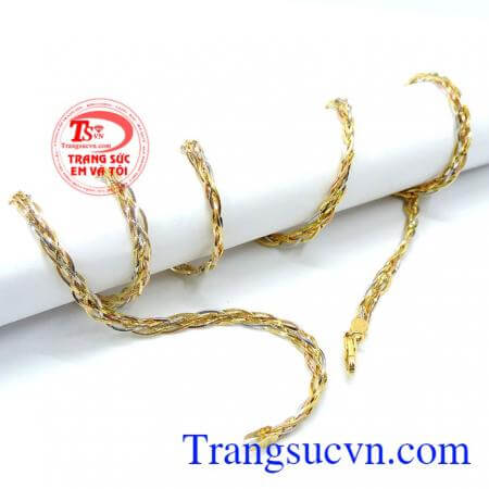 Dây vàng ý 18k bện 5 sợi vàng đẹp
