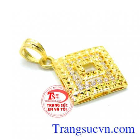 Mặt dây nữ 10k hình thoi sáng bóng