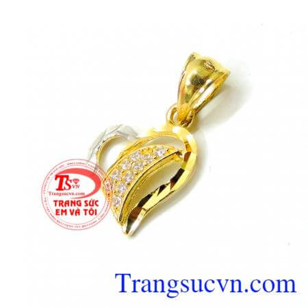 Mặt dây nữ 10k trái tim bé bỏng thiết kế kiểu dáng Korea sang trọng quý phái, mặt dây chuyền vàng nữ yêu thương vững bền