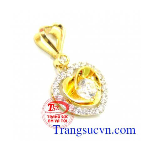 Mặt dây trái tim đá 10k trẻ trung