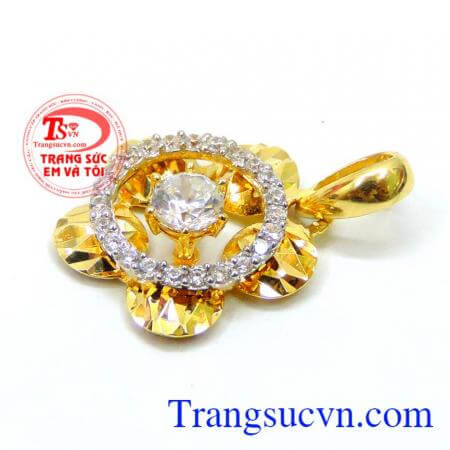 Mặt dây 10k nữ hoa vòng đá đẹp