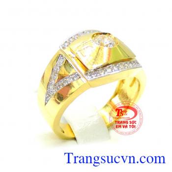 Nhẫn vàng nam tính mạnh mẽ nhẫn nam vàng tây 10k, có giấy kiểm định vàng