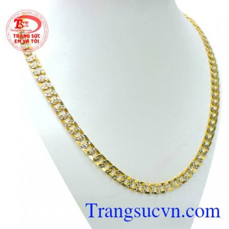 Dây chuyền vàng 18k nhập khẩu nguyên chiếc. Dây chuyền vàng ý dẹt