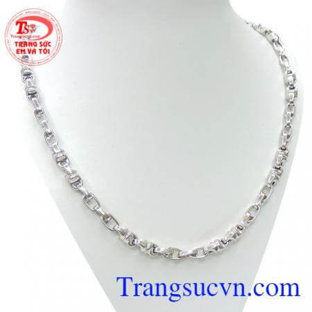 Dây chuyền phái mạnh. Dây chuyền vàng trắng Italy 18k